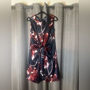 Ann Taylor Blue and Red Floral knee-length Dress - 8